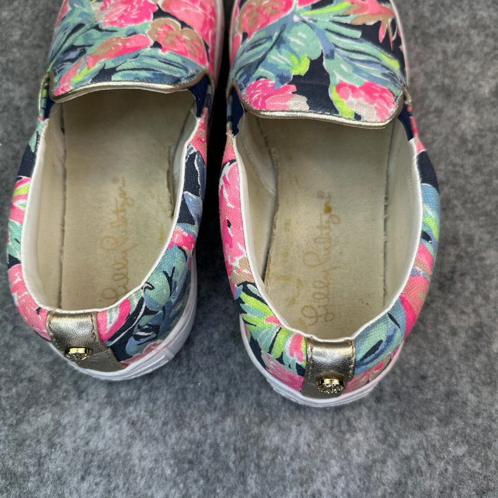 Lilly Pulitzer Julie Sneakers 6.5 Blue Tropical Floral Slip On Beach Club Blooms - Picture 11 of 13